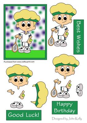 Tennis Boy with Blonde Hair (purple & Green)