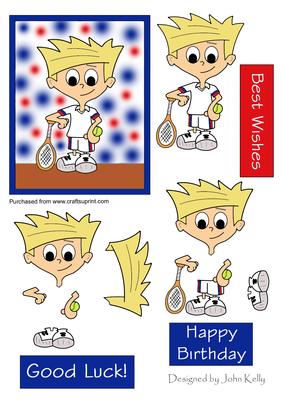 Tennis Boy with Blonde Hair (red & Blue)