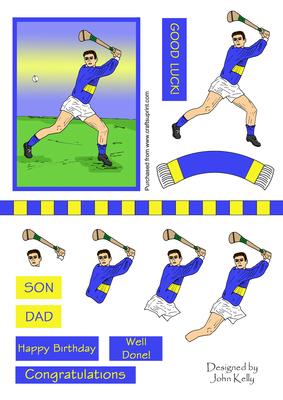 Hurler 2 (blue & Gold) - Decoupage