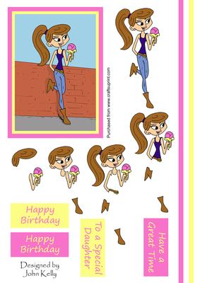 Cool Teen Girl (brown Hair) - Decoupage