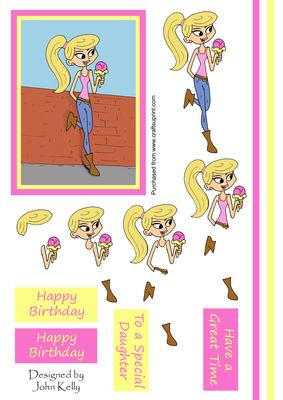 Cool Teen Girl (blonde Hair) - Decoupage