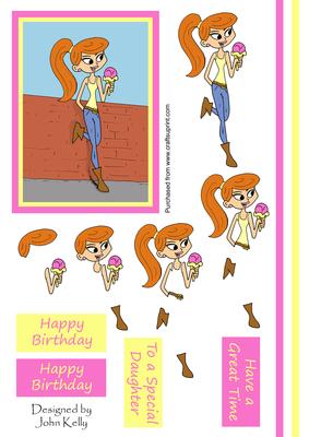 Cool Teen Girl (red Hair) - Decoupage