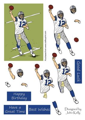 American Football 1 (silver & White) - Decoupage