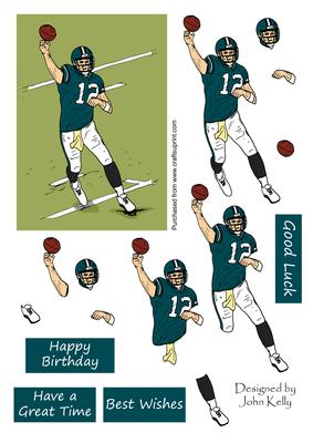 American Football 1 (green & White) - Decoupage