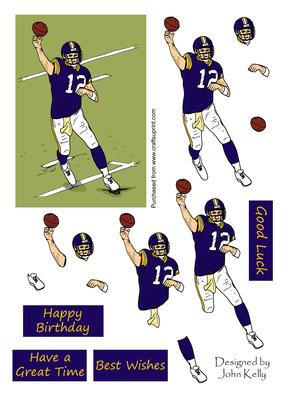 American Football 1 (purple & Yellow) - Decoupage