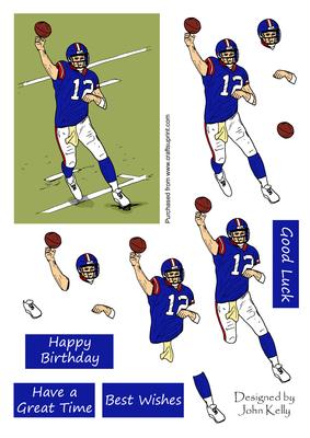 American Football 1 (blue & White) - Decoupage