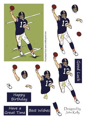American Football 1 (navy & Orange) - Decoupage