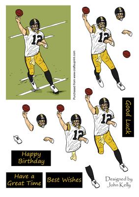 American Football 1 (black, White & Yellow) - Decoupage