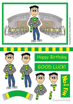 Football Fan (green & Yellow) - Decoupage