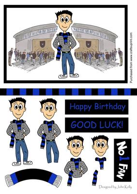 Football Fan (blue & Black) - Decoupage
