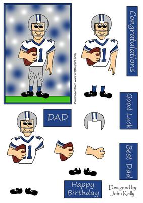 American Football Dad (silver & White) - Decoupage