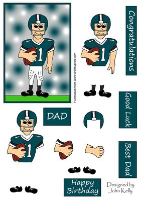 American Football Dad (green & White) - Decoupage