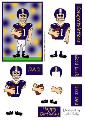 American Football Dad (purple & Yellow) - Decoupage