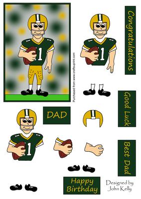 American Football Dad (green & Gold) - Decoupage