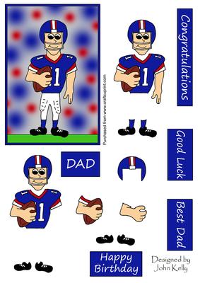 American Football Dad (blue & White) - Decoupage