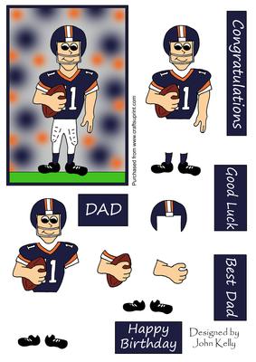 American Football Dad (navy & Orange) - Decoupage