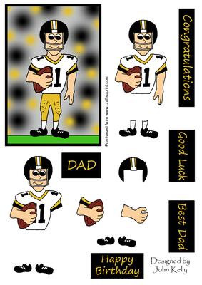 American Football Dad (black, White & Yellow) - Decoupage