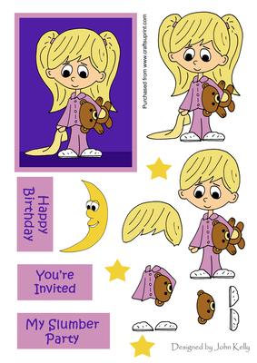 Slumber Party Girl 1 (blonde Hair) - Decoupage