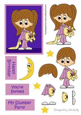 Slumber Party Girl 1 (brown Hair) - Decoupage