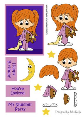 Slumber Party Girl 1 (red Hair) - Decoupage