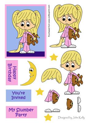 Slumber Party Girl 2 (blonde Hair) - Decoupage