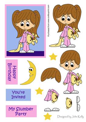 Slumber Party Girl 2 (brown Hair) - Decoupage