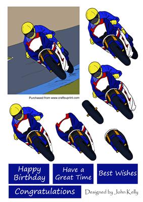Motorbike 1 (blue) - Decoupage