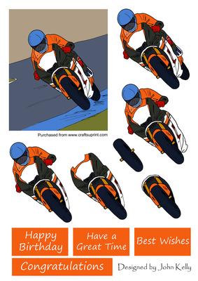 Motorbike 1 (orange) - Decoupage