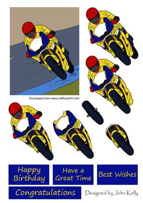 Motorbike 1 (yellow) - Decoupage