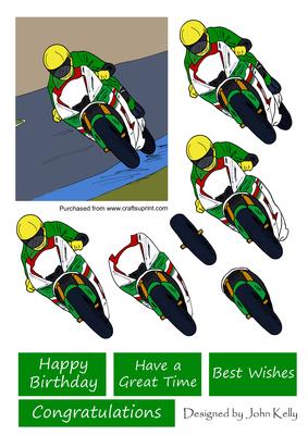 Motorbike 1 (green) - Decoupage