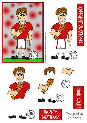 Football Guy (red & White) - Decoupage