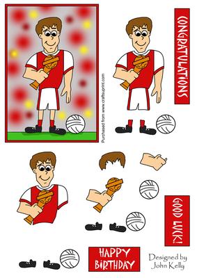 Football Guy (red & White Sleeves) - Decoupage