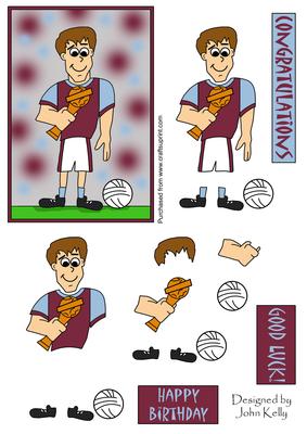 Football Guy (claret & Blue) - Decoupage