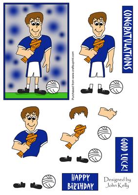 Football Guy (blue & White) - Decoupage