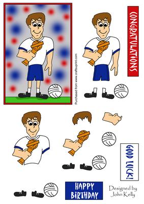 Football Guy (blue, Red & White) - Decoupage