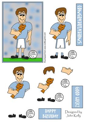 Football Guy (light Blue) - Decoupage