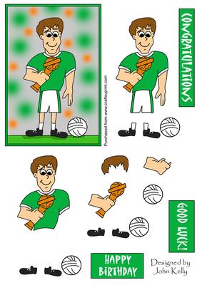 Football Guy (green & White) - Decoupage