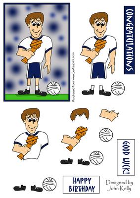 Football Guy (white & Navy) - Decoupage