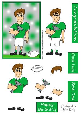 Rugby Dad (green) - Decoupage