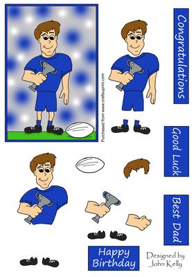 Rugby Dad (all Blue) - Decoupage