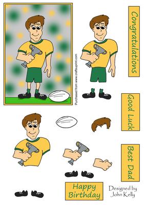 Rugby Dad (gold & Green) - Decoupage