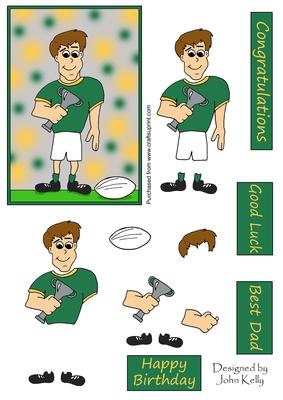 Rugby Dad (green & White) - Decoupage