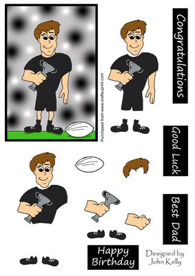 Rugby Dad (all Black) - Decoupage