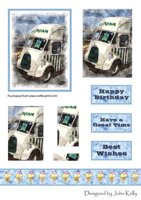 Ice Cream Van Watercolour (blue) - Pyramage