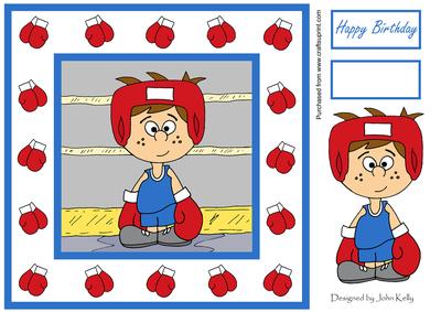 Little Champ! Boxing (blue) - 8in x 8in