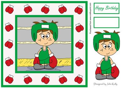 Little Champ! Boxing (green) - 8in x 8in