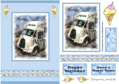 Vintage Ice Cream Van (blue) - A5
