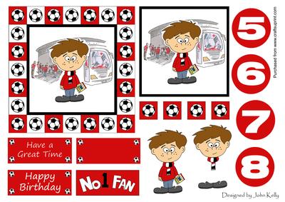 Little Football Fan (red, White & Black) - 5in x 5in