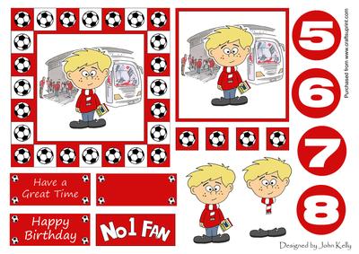 Little Football Fan (red & White) - 5in x 5in