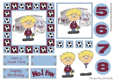 Little Football Fan (claret & Blue) - 5in x 5in
